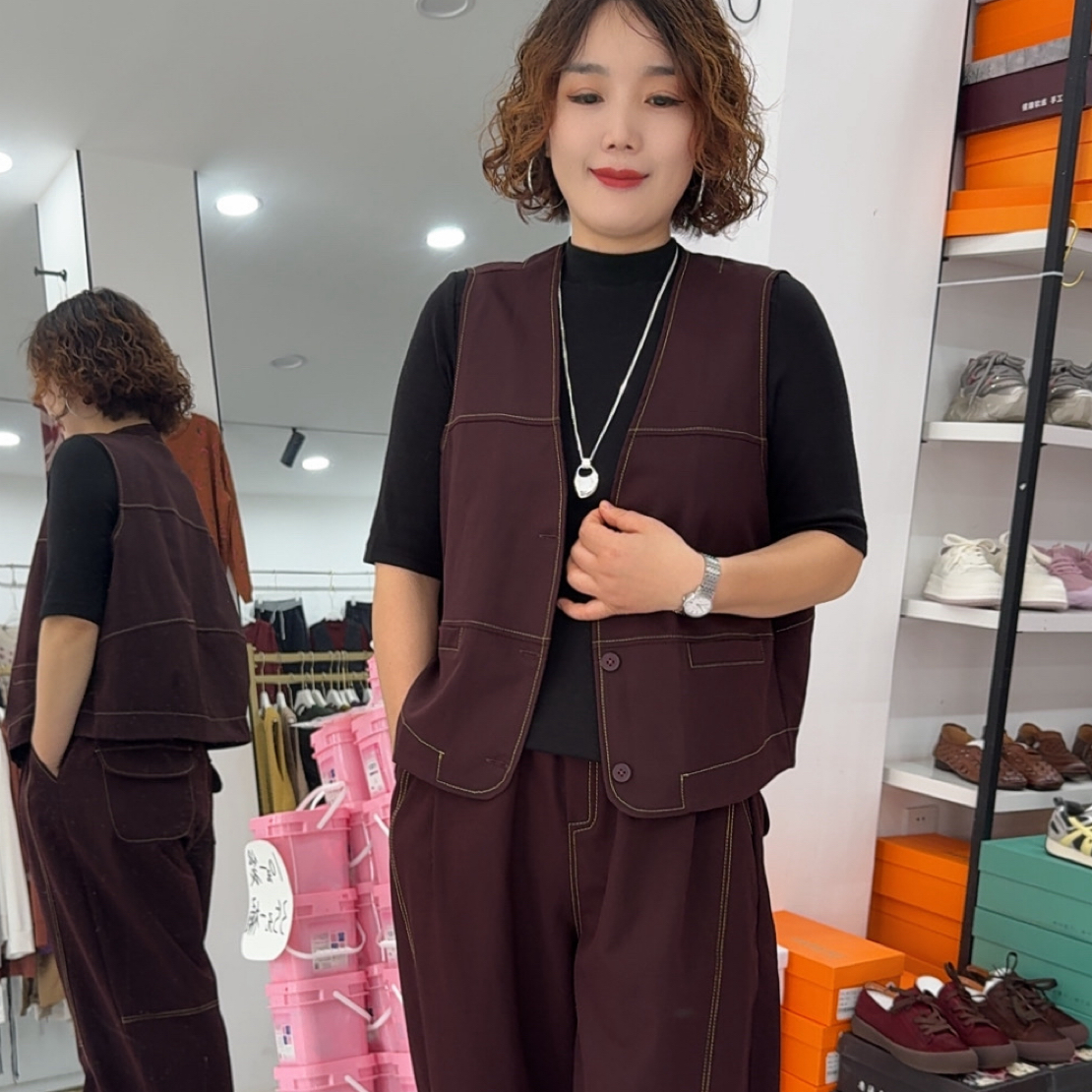 25088#宽松休闲百搭明线马甲