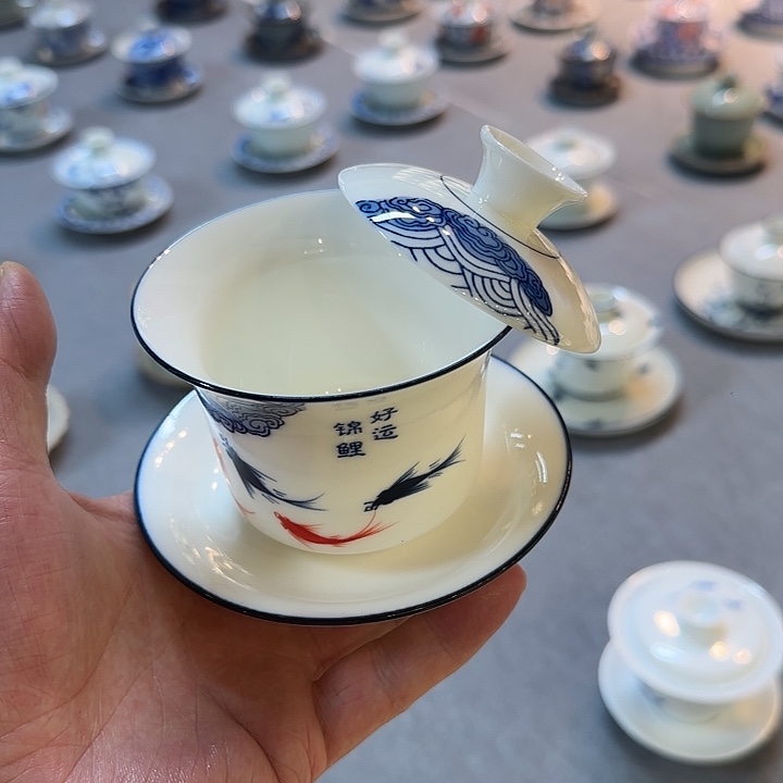 摆件直播间三才盖碗