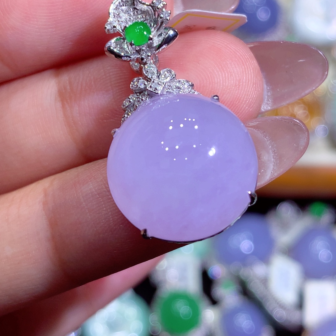 翡翠18K金镶嵌吊坠(不含链)