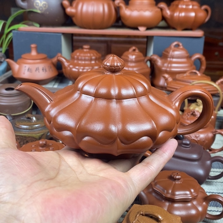 紫砂茶壶合菱420cc原矿赵庄朱泥特价