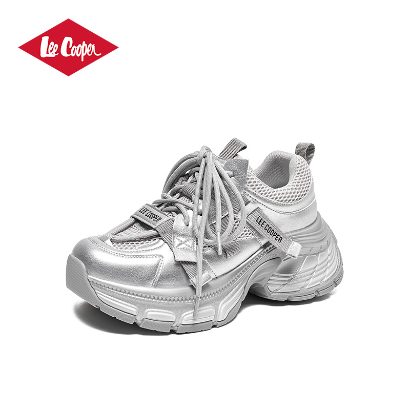 Lee Cooper老爹鞋25春编织撞色休闲女鞋厚底小个子百搭