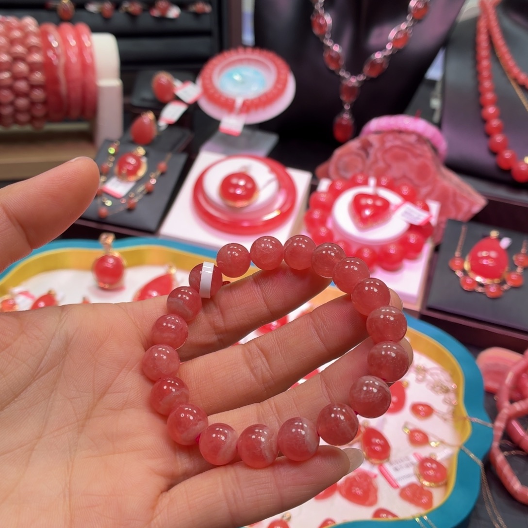 菱锰矿（红纹石）未镶嵌手串