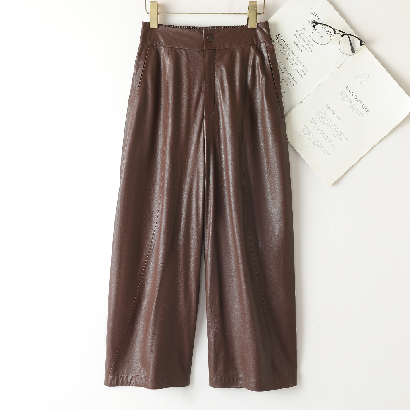 八分弯刀裤（82-86长）真皮皮裤女植鞣绵羊皮2025新款阔腿高腰宽松