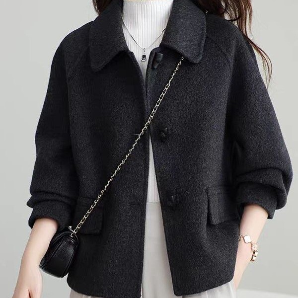 2025秋冬新款小个子双面绒大衣女短款韩版宽松毛呢子外套时尚高端