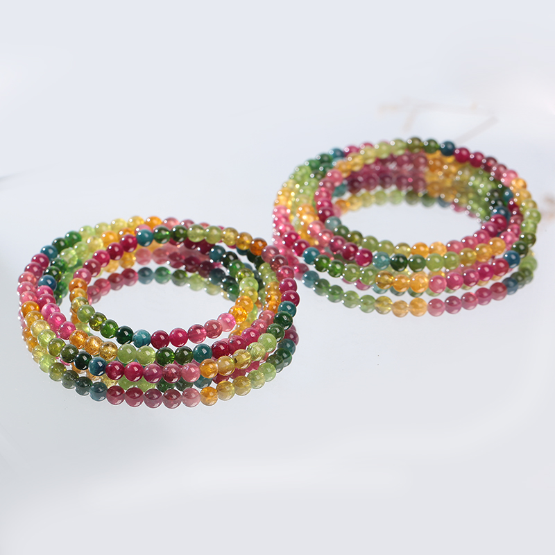 天然巴西老矿碧玺4.5-4.8mm多圈手链百搭简约素圈B05多样性发其一