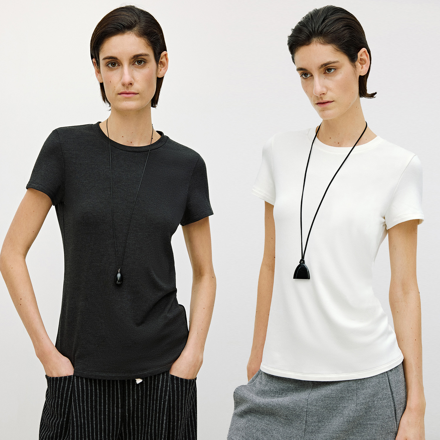 MARIUS"暖暖T"黑科技锁温保暖微修身纯色绒毛感夏季短袖T恤女