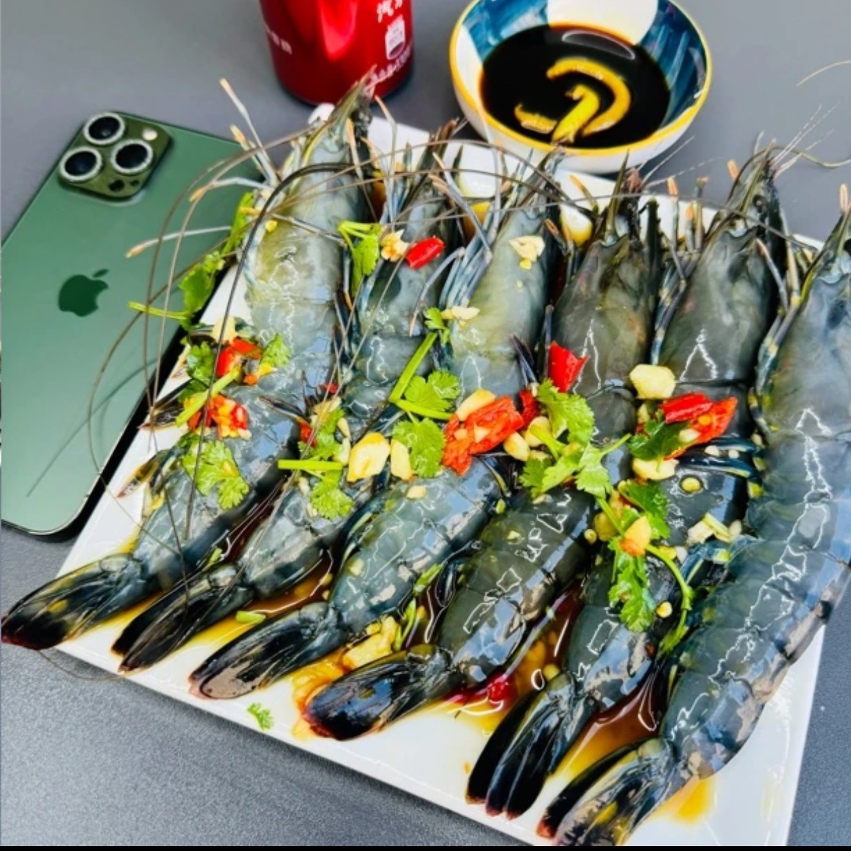 生呛虾-正宗潮汕生腌-生呛鲜活九节黑虎虾6只/罐700g（超大虾）精品