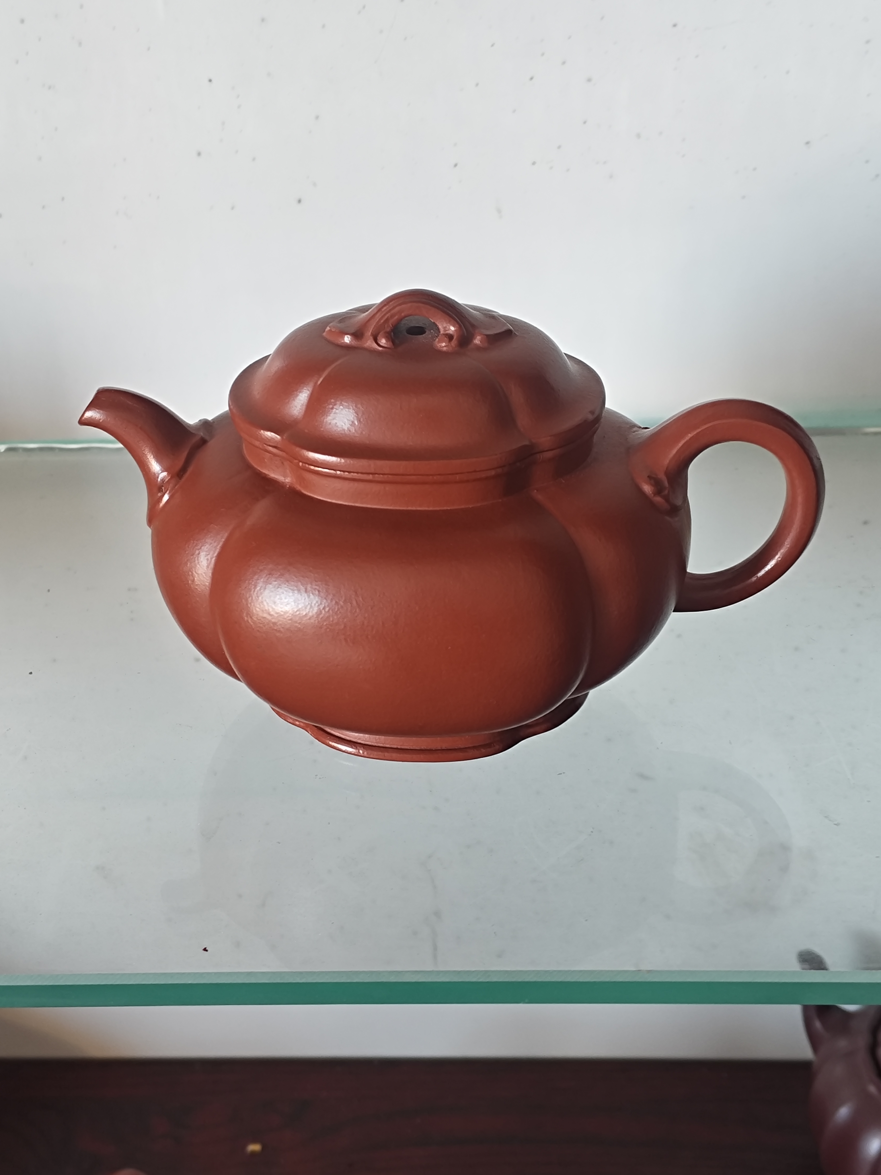 宜兴紫砂壶筋纹器如意海棠半手工制作赵庄朱泥容量220cc
