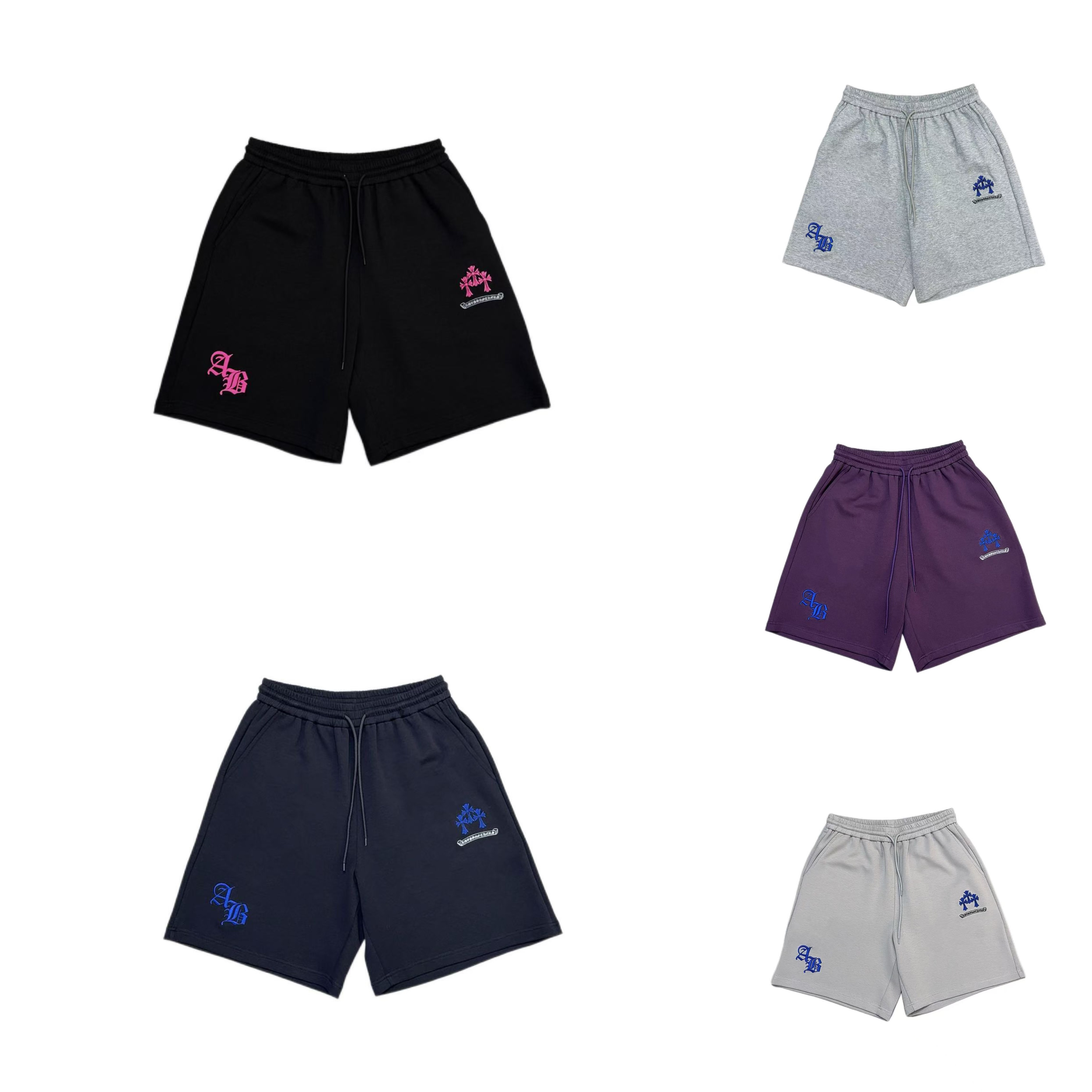 [MJ]黑灰蓝紫六色十字刺绣简约百搭时尚儿童休闲短裤（夏日炎炎）