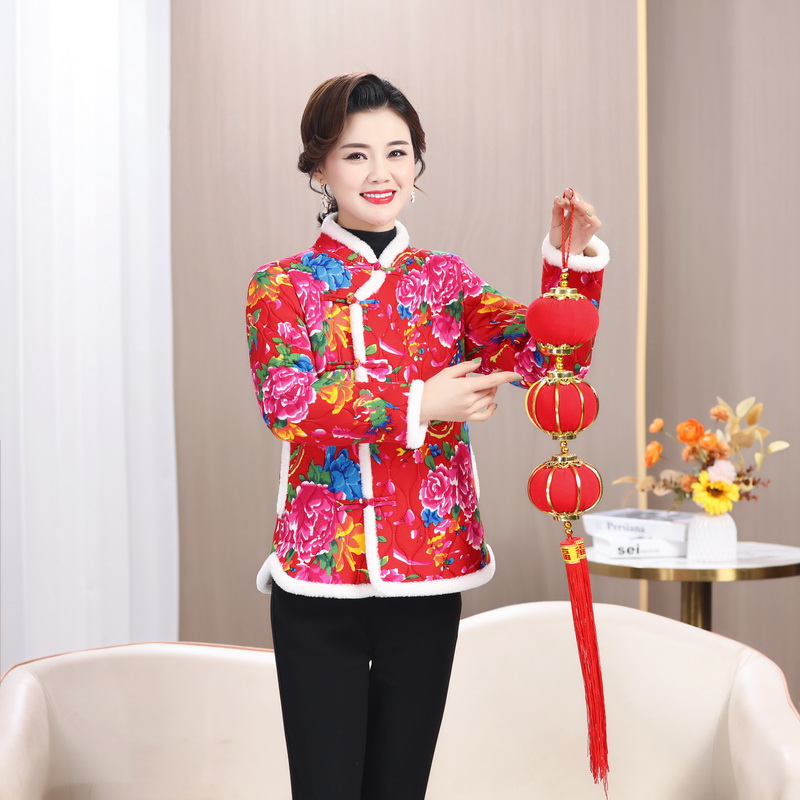 东北大棉袄妈妈新款复古保暖加绒加厚棉衣女装棉袄冬民族棉服洋气