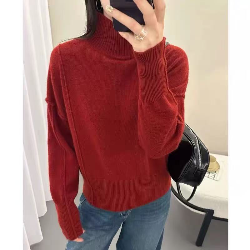 丽姐家~针织时尚百搭宽松半高领秋冬高领上衣870