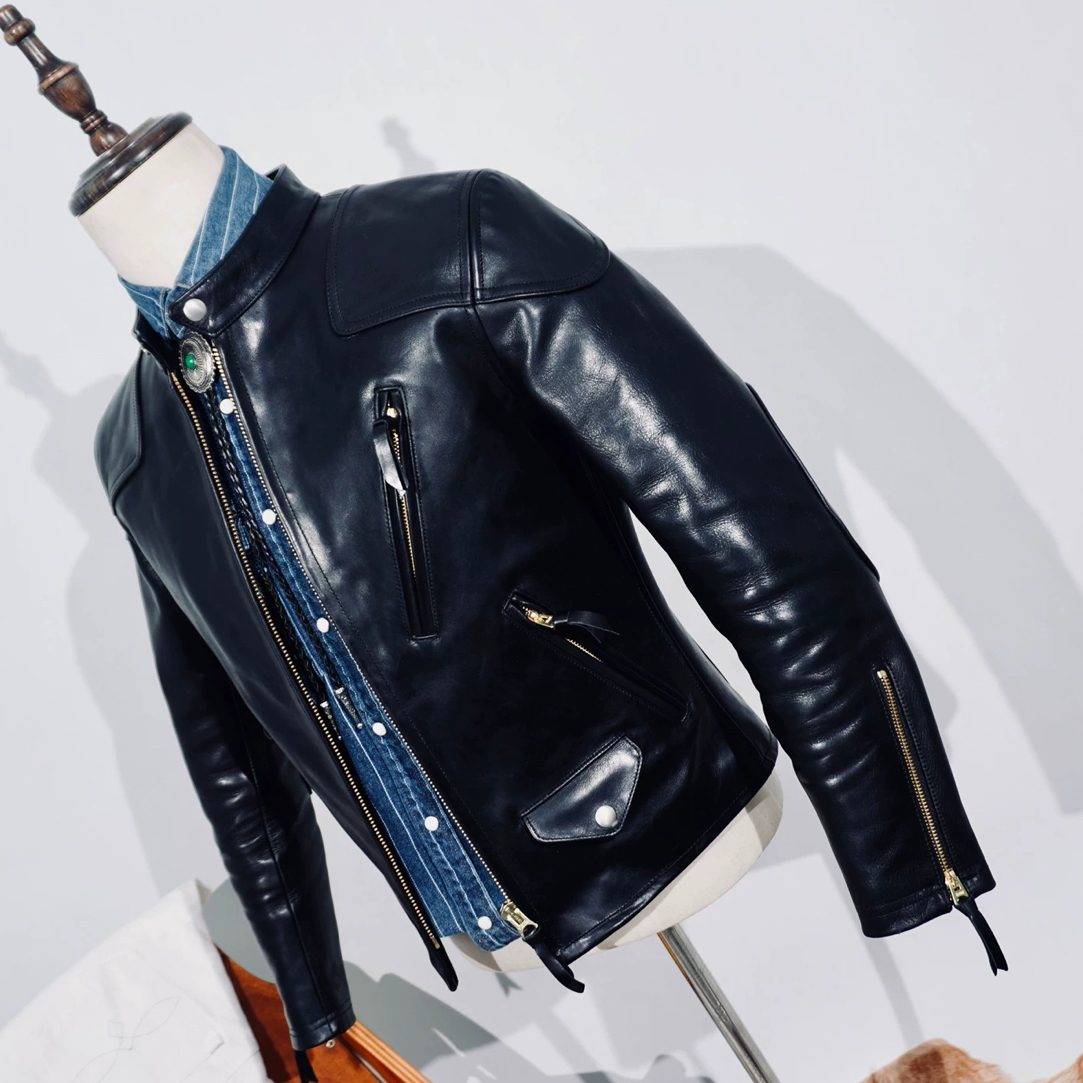 2025新品首发 1.6MM厚度意大利毒液马皮皮衣立领短款机车男款夹克