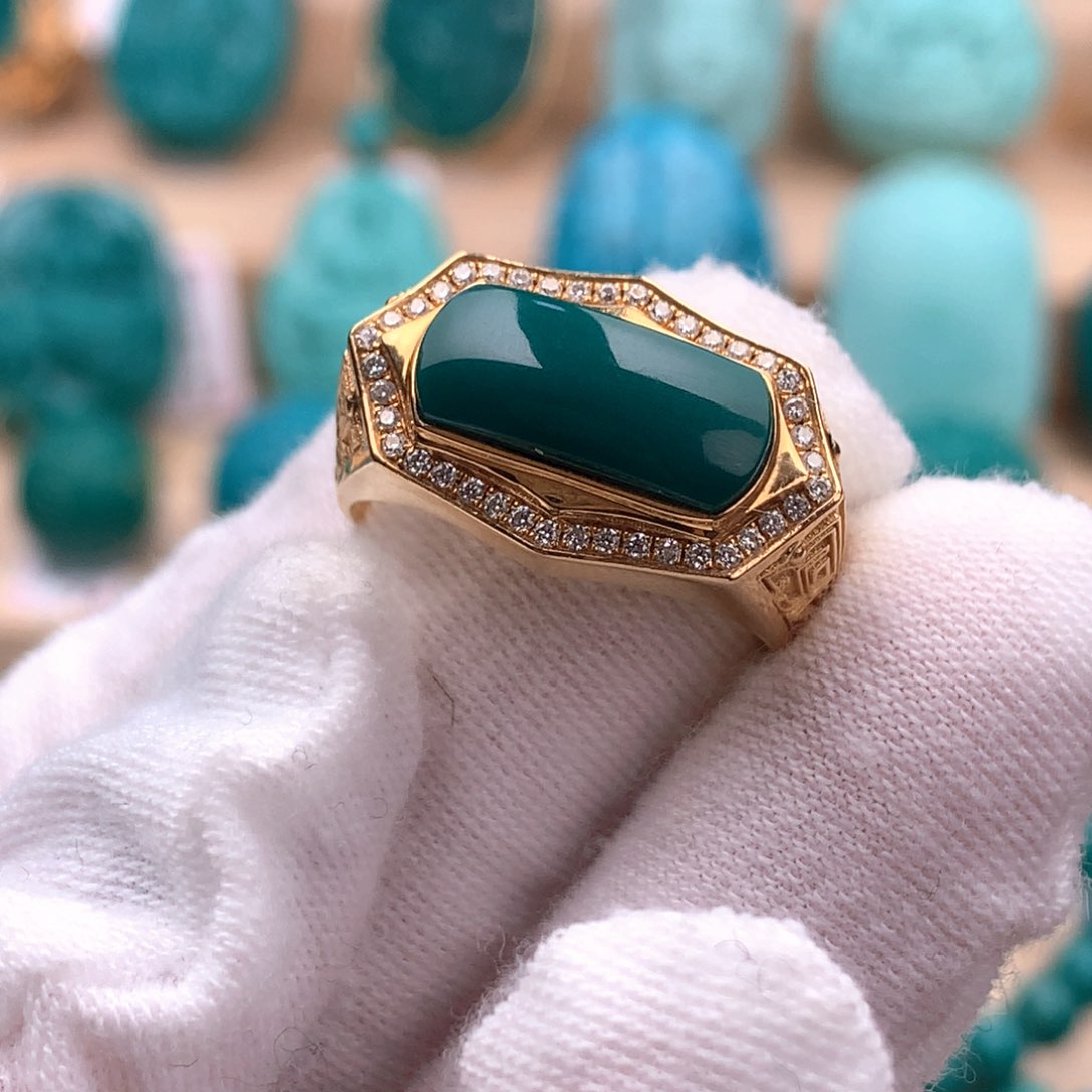 18K金镶嵌绿松石配饰