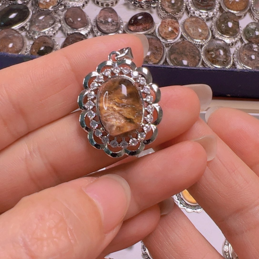 水晶手链银S800镀金镶嵌