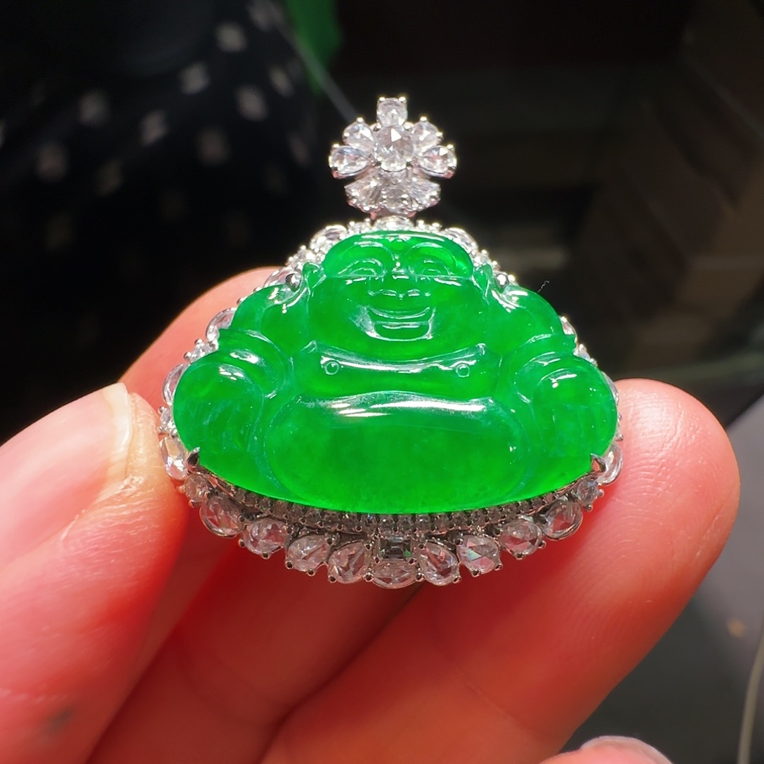 翡翠18K金镶嵌吊坠(不含链)