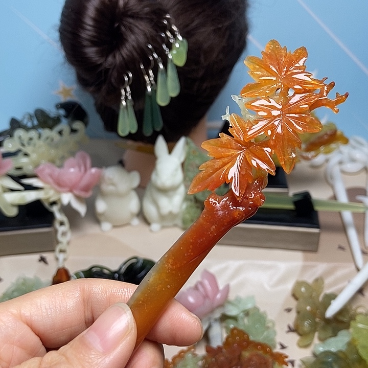 笑****岫玉未镶嵌发簪发簪