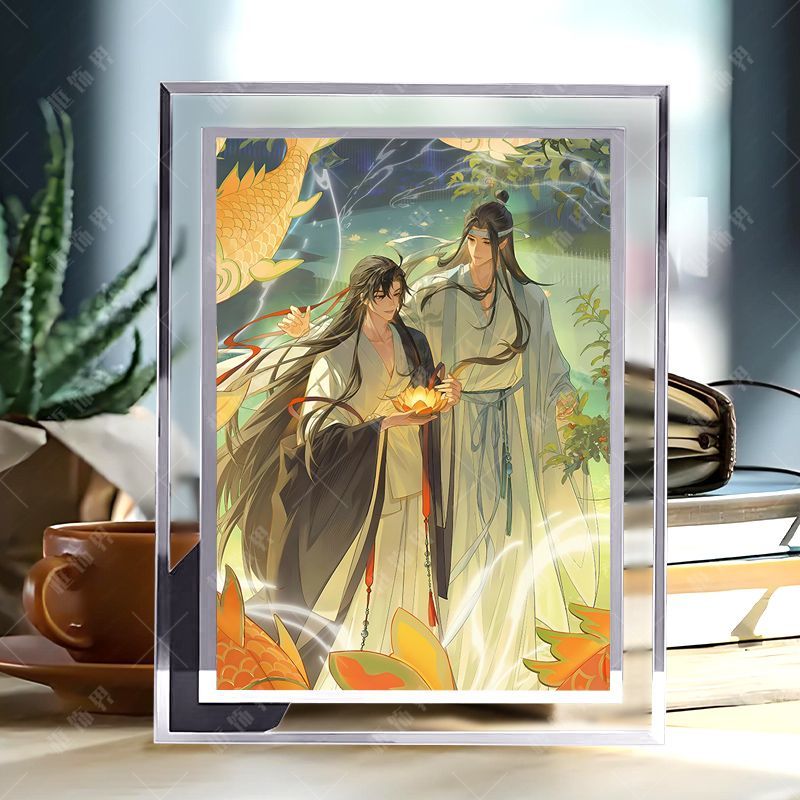 魔道祖师忘羡周边蓝忘机魏无羡耽美水晶相框卧室摆台桌面摆件送礼