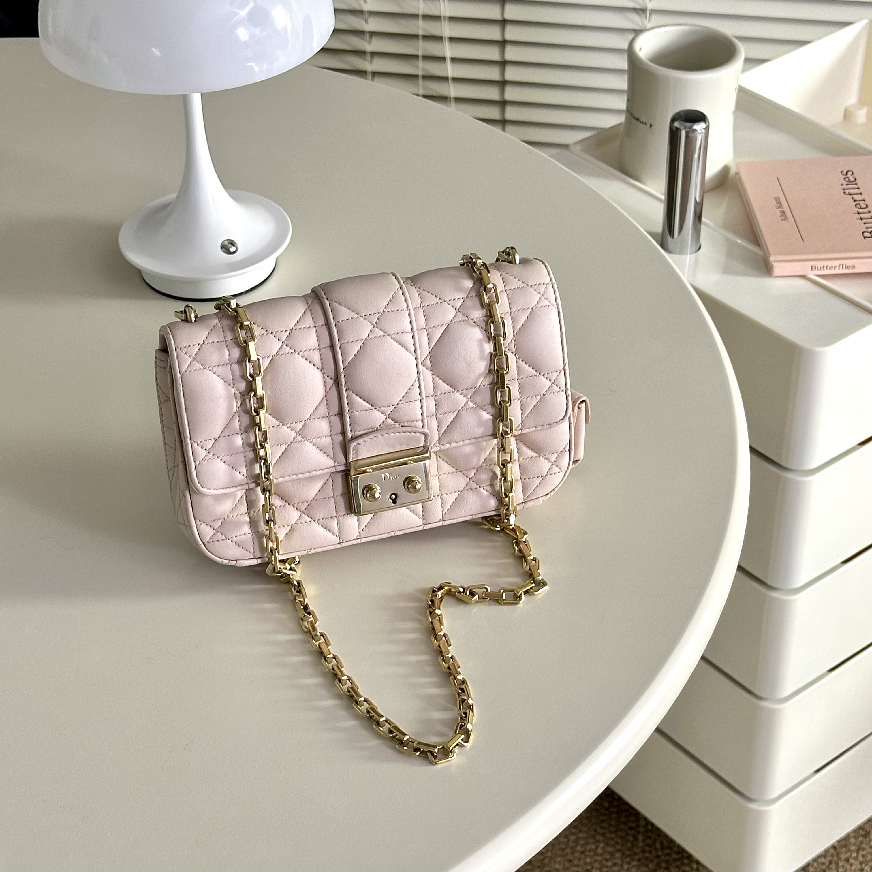 95新 DIOR/迪奥 樱花粉小号miss系列斜挎包