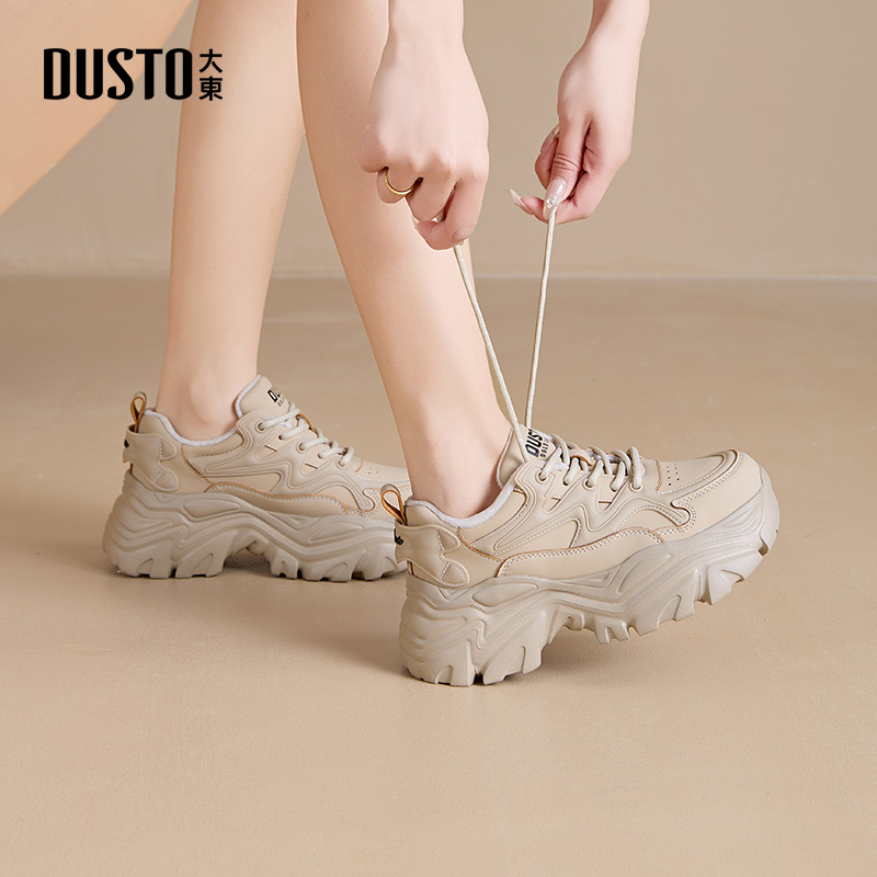 大东女鞋2025秋冬新款加绒保暖时尚厚底增高防滑休闲老爹鞋子0361