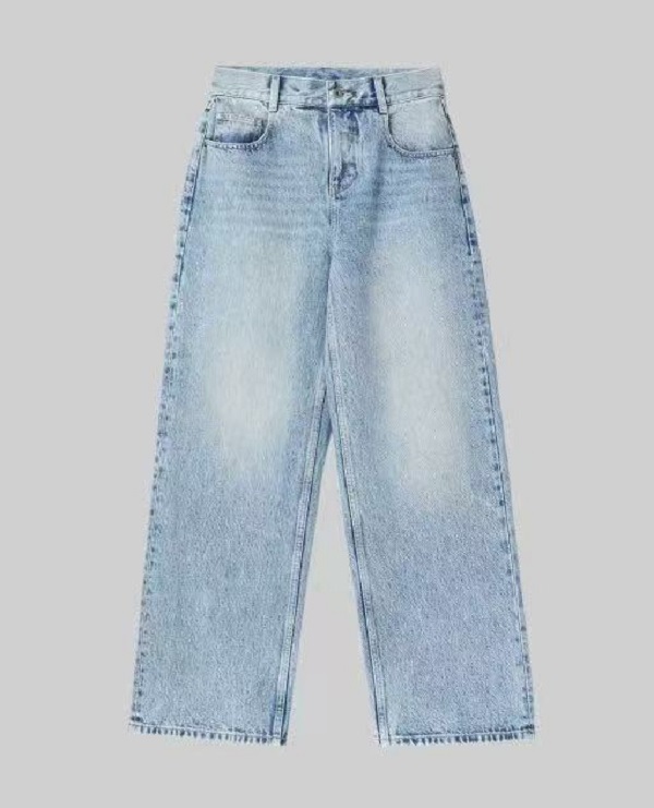 特价福利No退换 土耳其棉雪花肌理阔腿直筒裤牛仔裤女-1