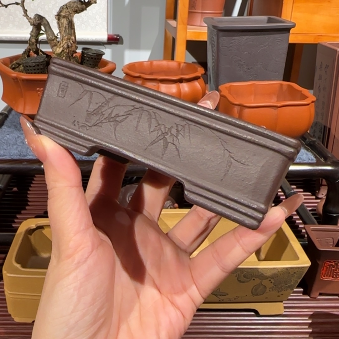 花盆紫砂半手工制作微瑕