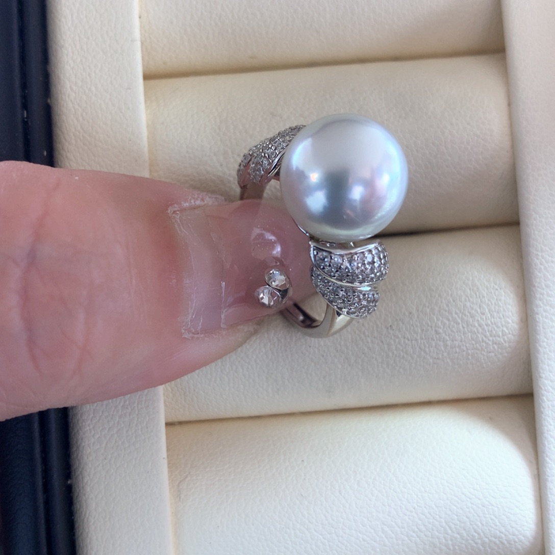 海水珍珠戒指银S925镶嵌