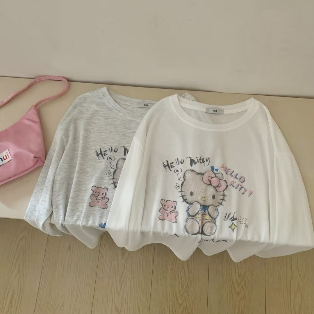 范不饱饱 W003-´彩铅KT´无感水印长袖防晒T恤