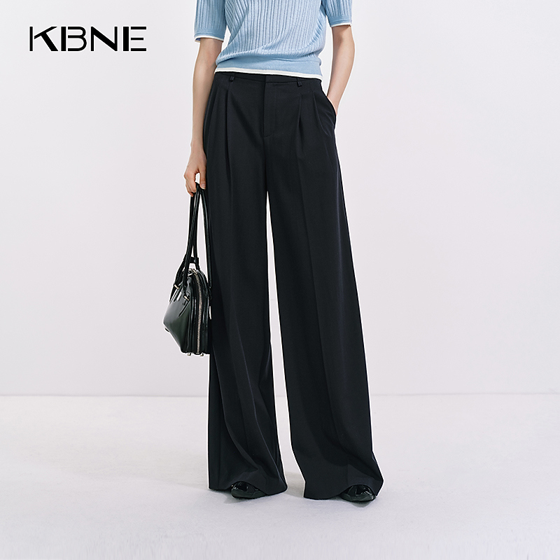 KBNE裤子女款爆款2025新款老钱风松弛感压褶休闲百搭高级感阔腿裤