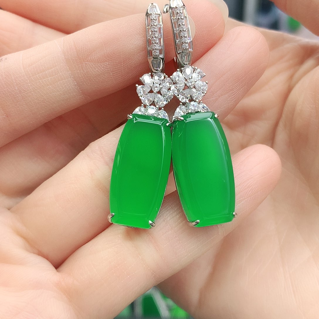 银S925镶嵌耳坠玛瑙/玉髓