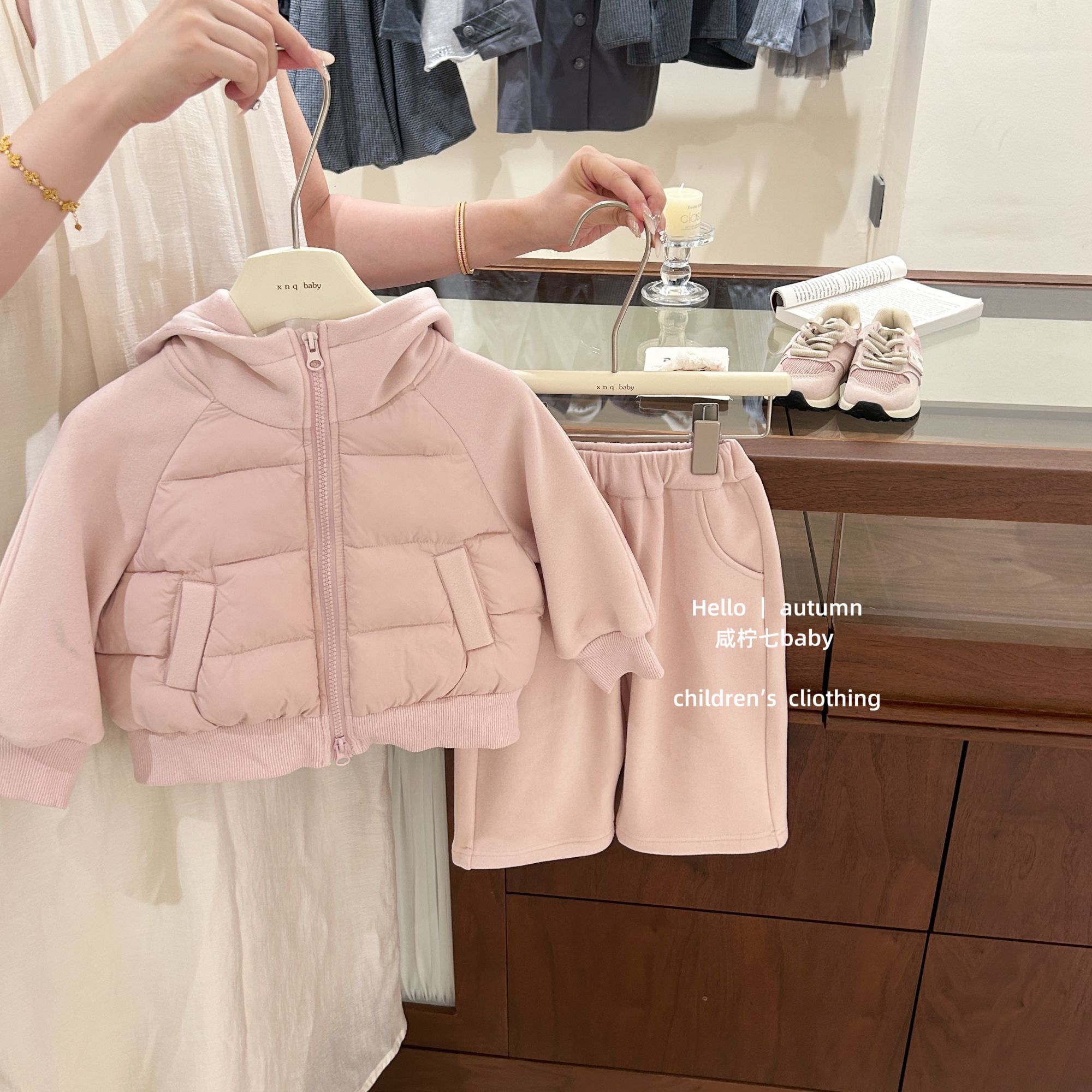 【咸柠七】原创！女童冬款套装2025新款连帽加绒棉服外套长裤两件套