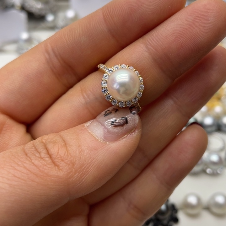 海水珍珠戒指银S925镶嵌