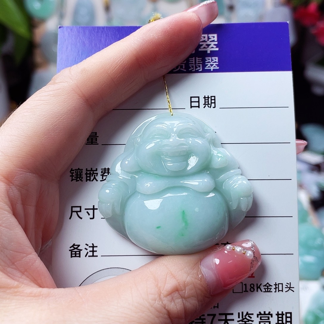 翡翠未镶嵌颈饰佛公25