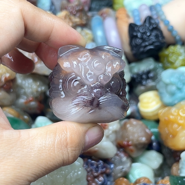 未镶嵌石英质玉珠宝奇石紫罗兰醒狮