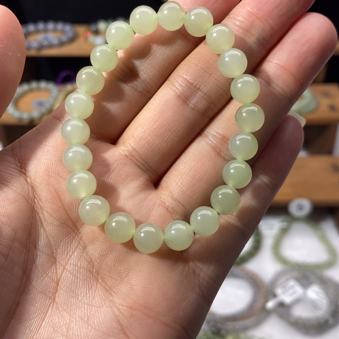 和田玉手链未镶嵌天*涯卡8高冰清水