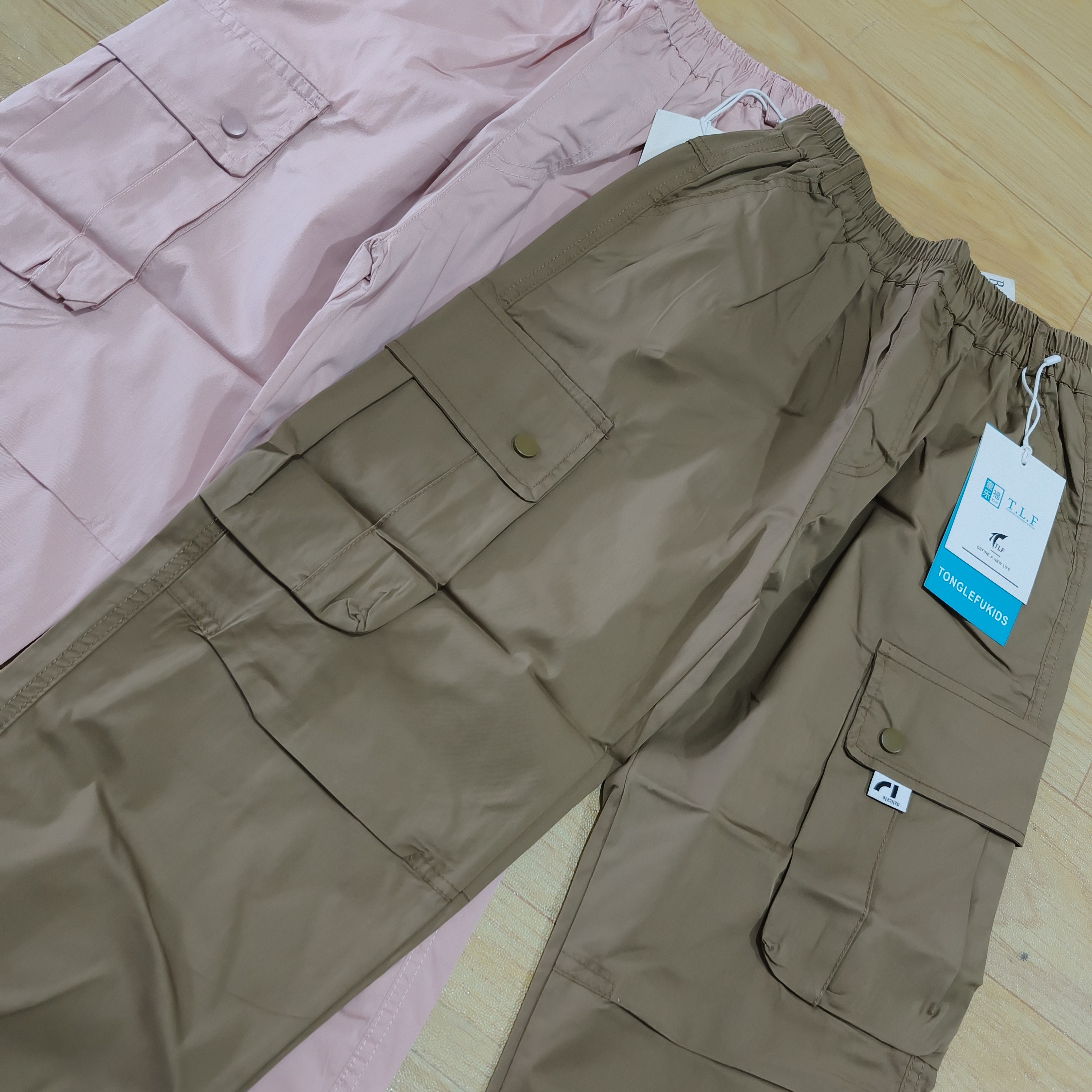 2508粉色大童休闲工装裤