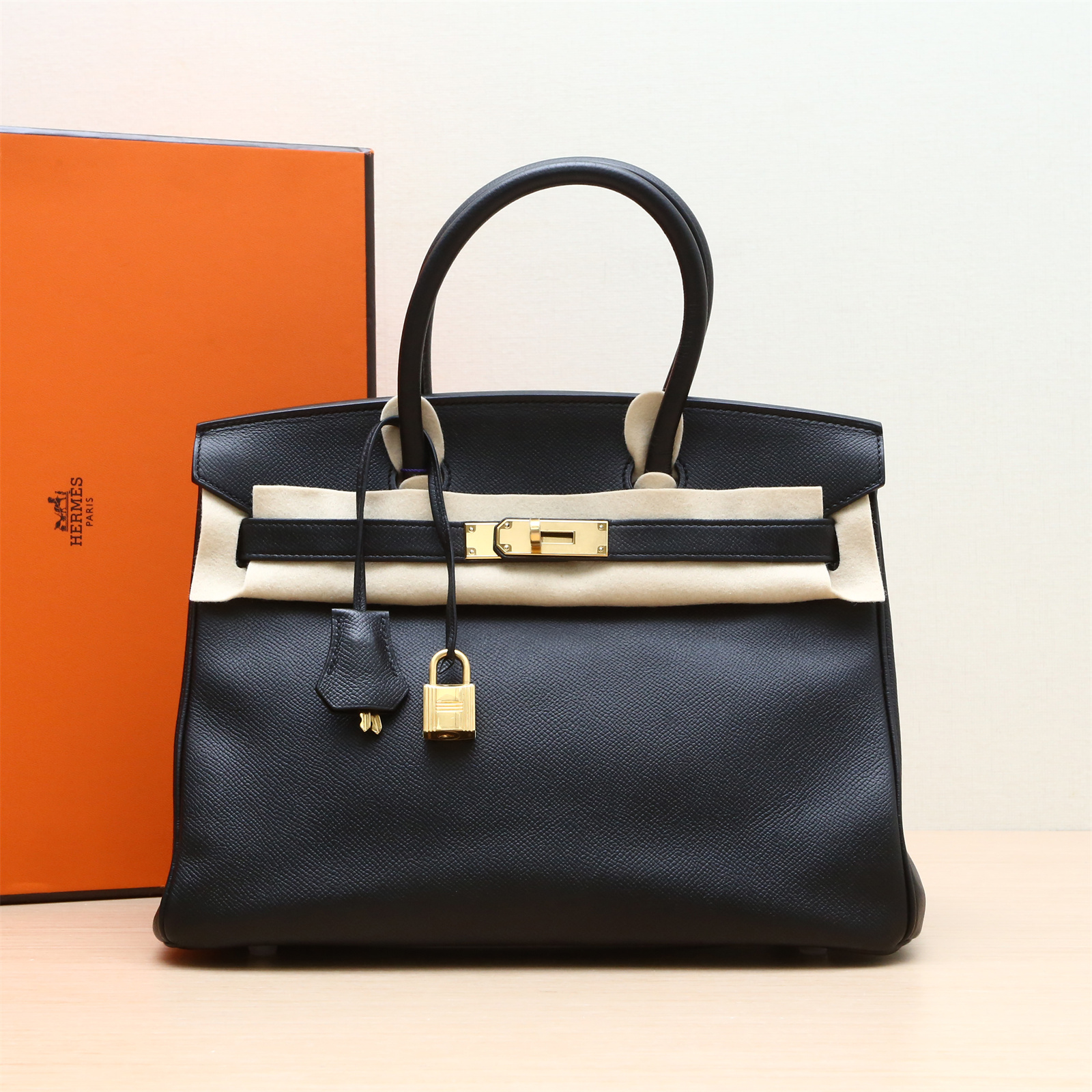 95新 Hermes/爱马仕 活动双双 Birkin 30 黑色 Epsom皮 X刻 金扣