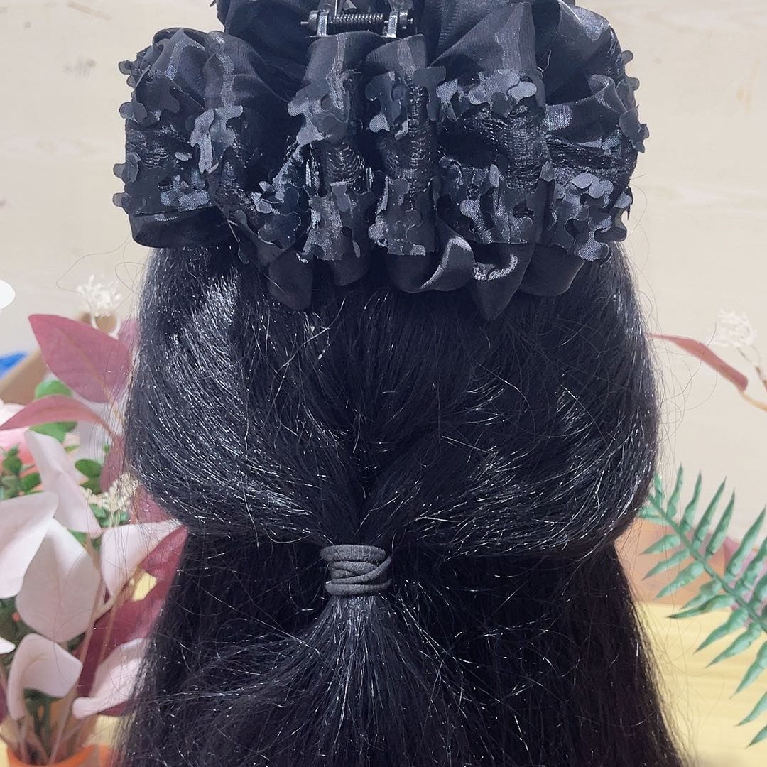 皮质铁合金蝴蝶结发夹