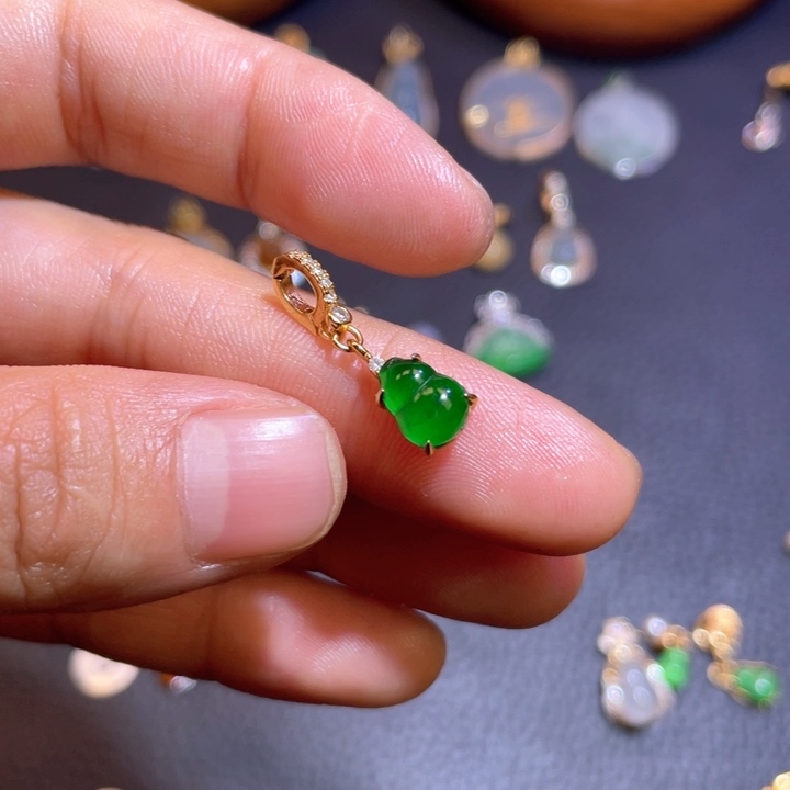 木***李翡翠银S925镶嵌吊坠(不含链)天然翡翠