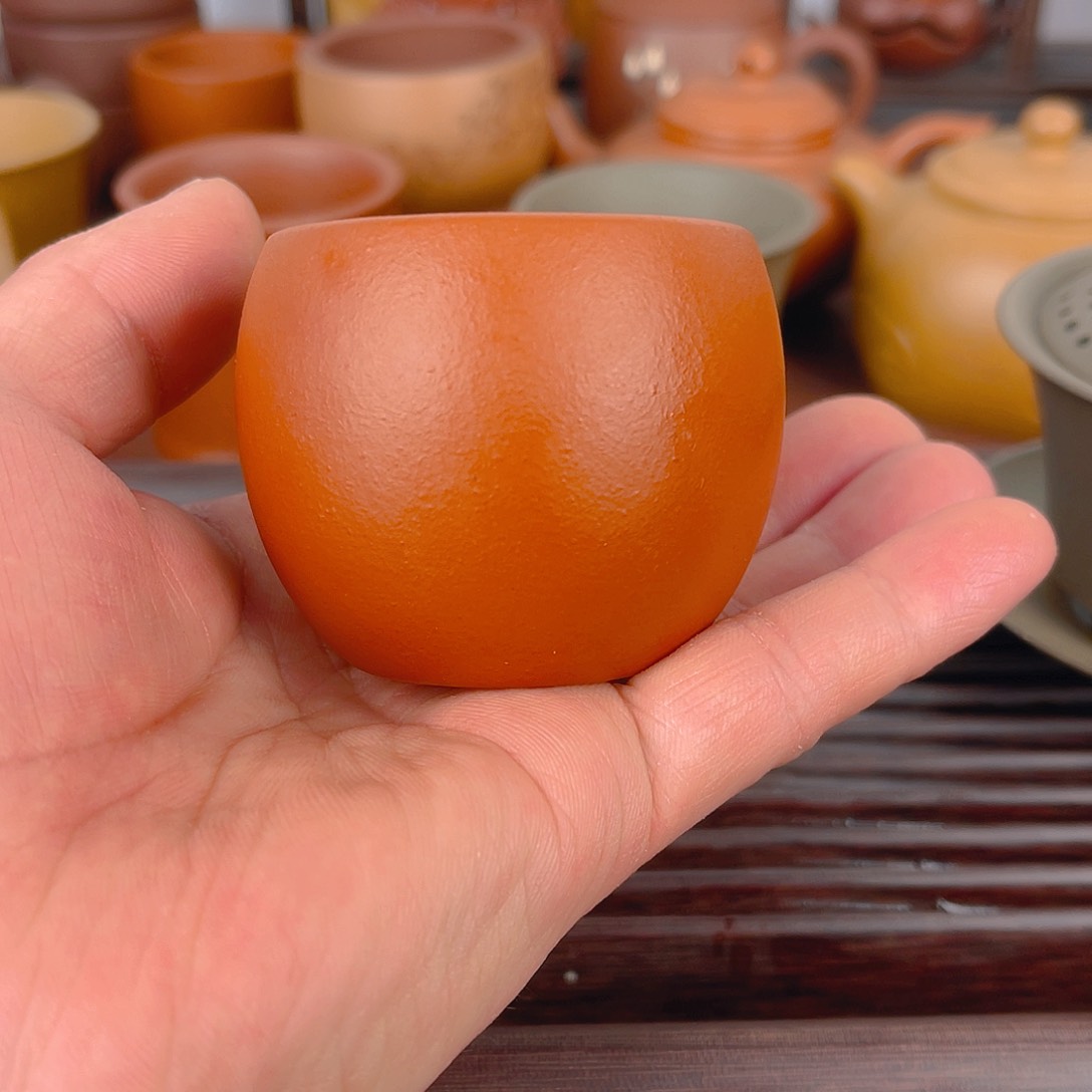 紫砂茶杯紫砂小客杯80cc朱泥