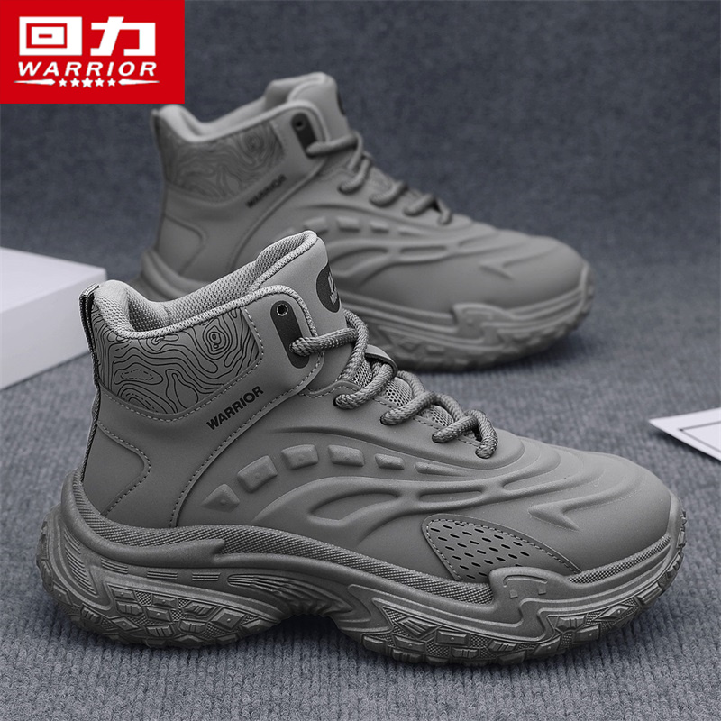 回力2025男士冬季加绒系带车缝线百搭马丁靴新款耐磨防滑高帮鞋子