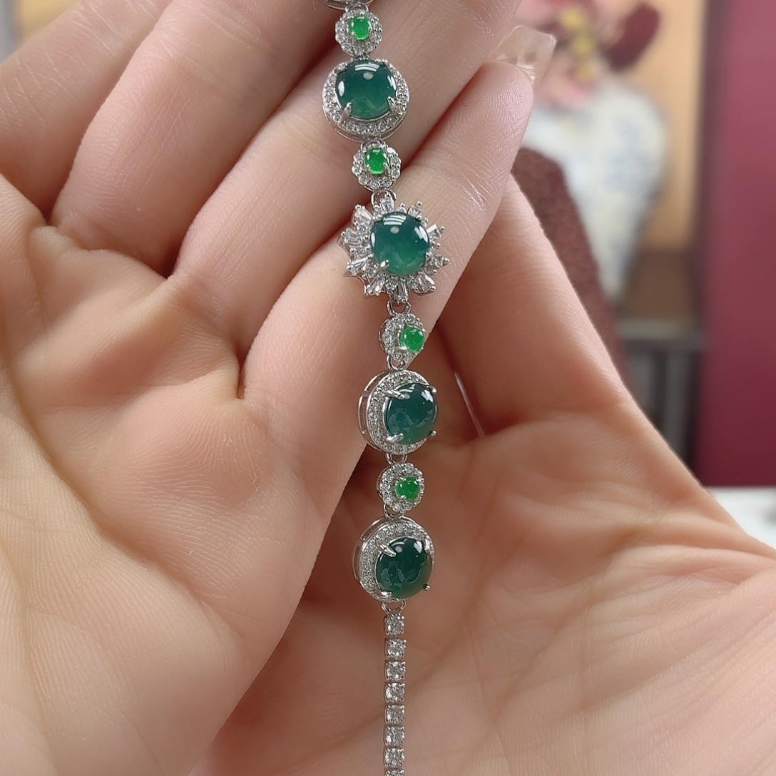 翡翠银S925镶嵌手链翡翠