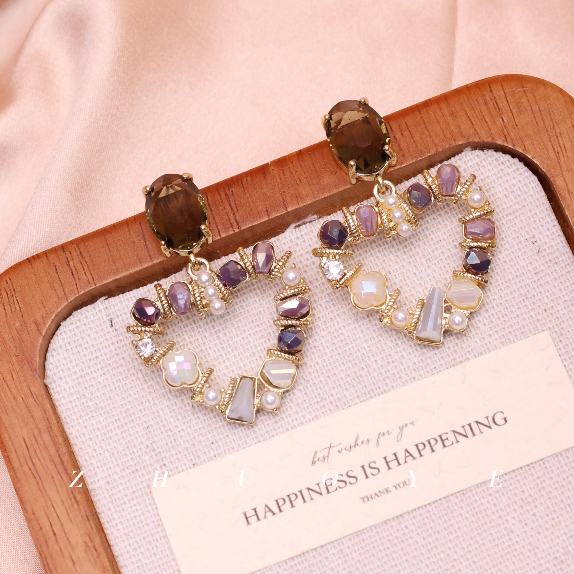 黄铜耳饰 灼晔•海岛之恋 高级小众设计手工款爱心气质耳饰 