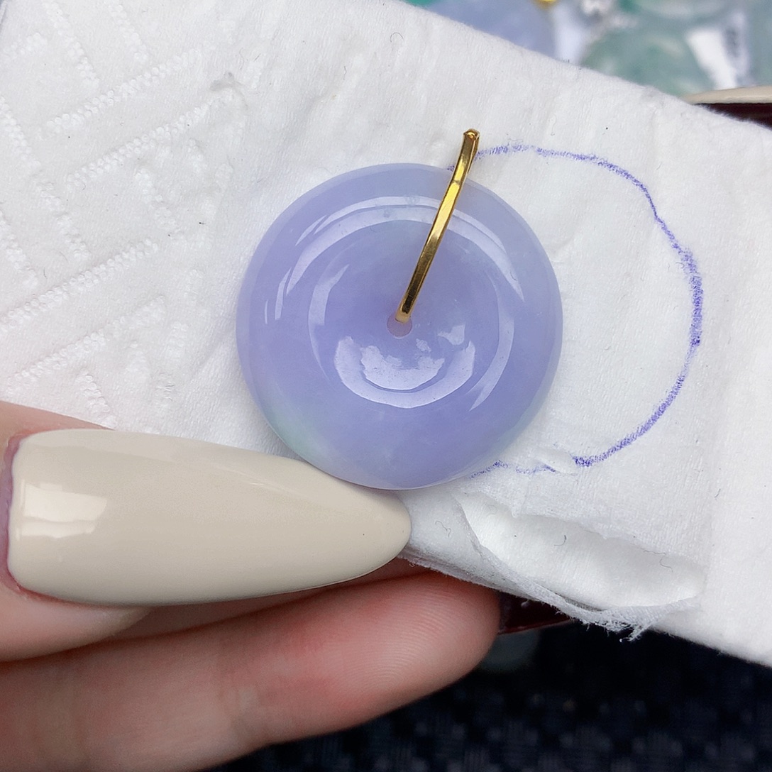 翡翠18K金镶嵌颈饰天然缅甸翡翠a货百元以上9元证书费自理