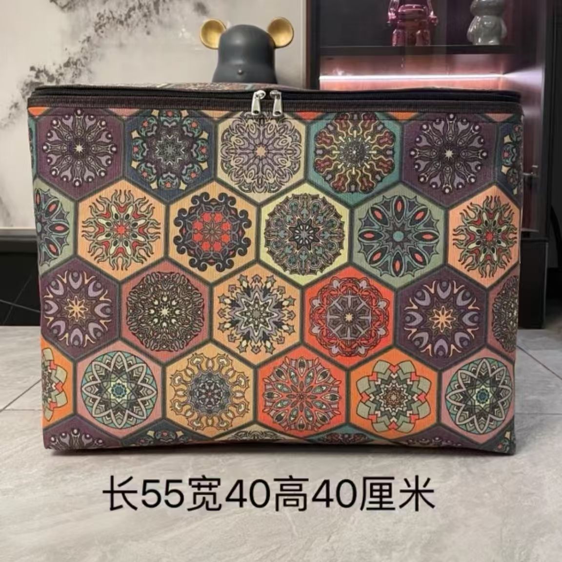 波西米亚100L【钢圈拉链款】套装帆布装衣服被子搬家收纳袋可折叠