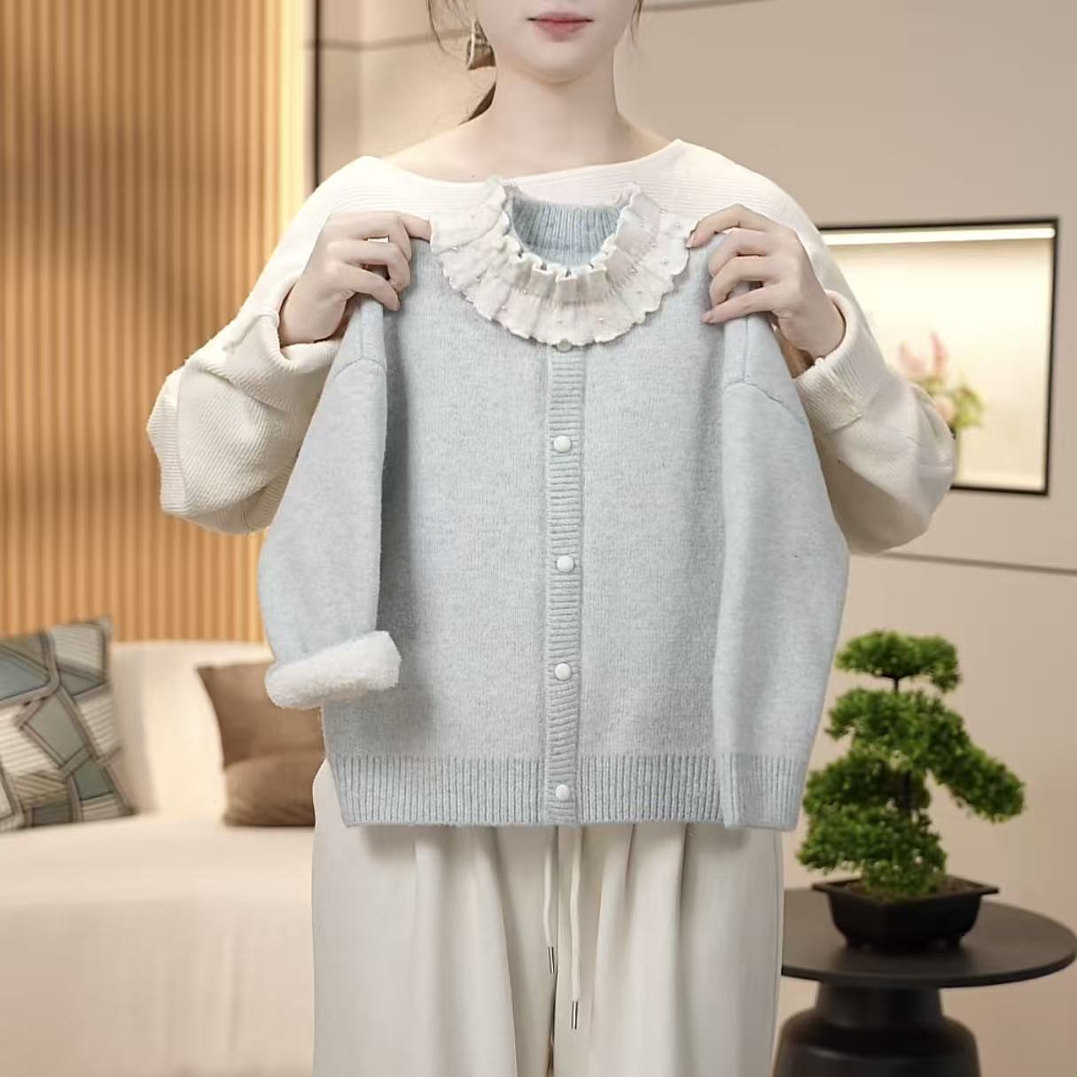 女童套头毛衣加绒加厚一体绒2025秋冬寄慵懒风韩版宽松百搭亲子装