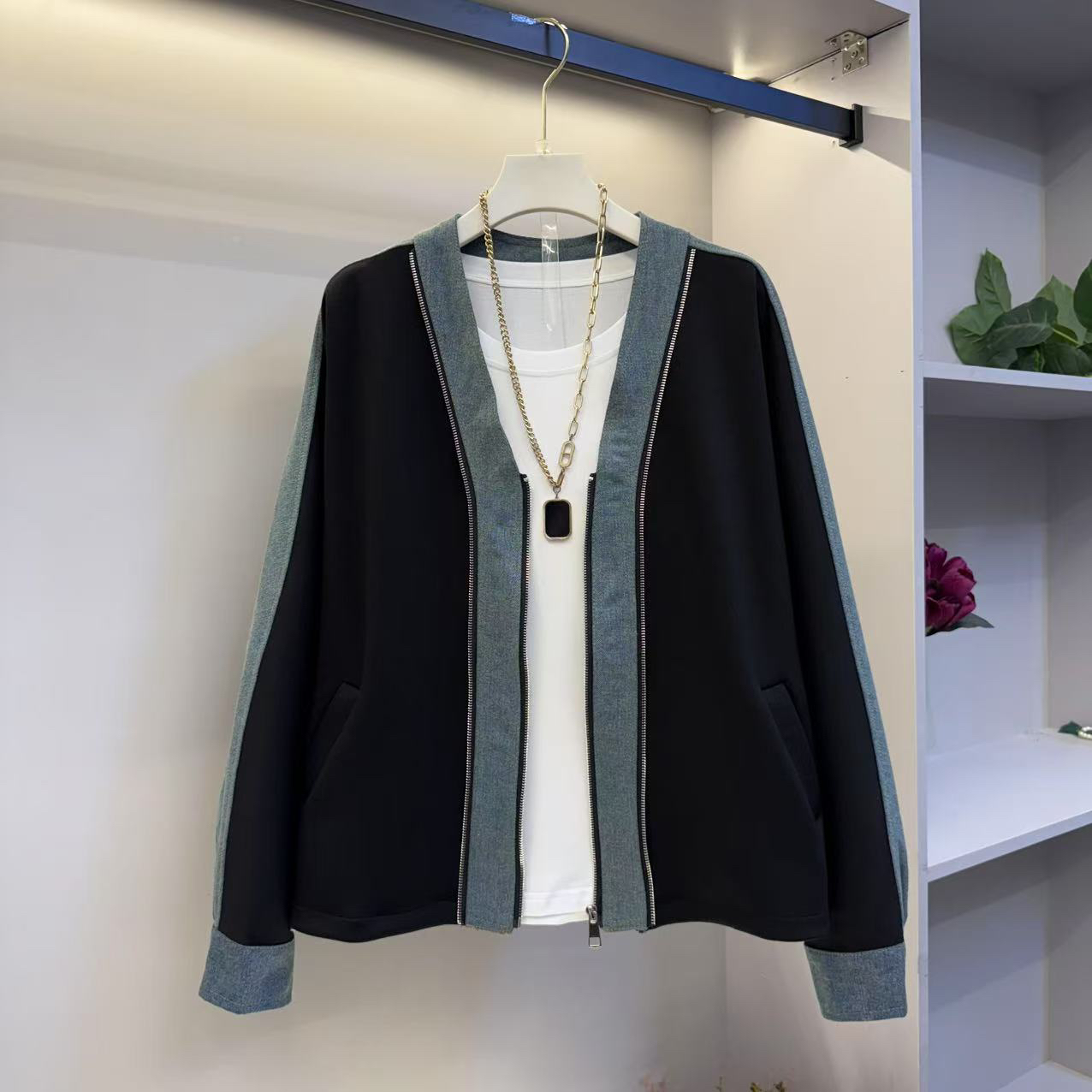 25年早春新款欧货时尚拼接显瘦气质外套