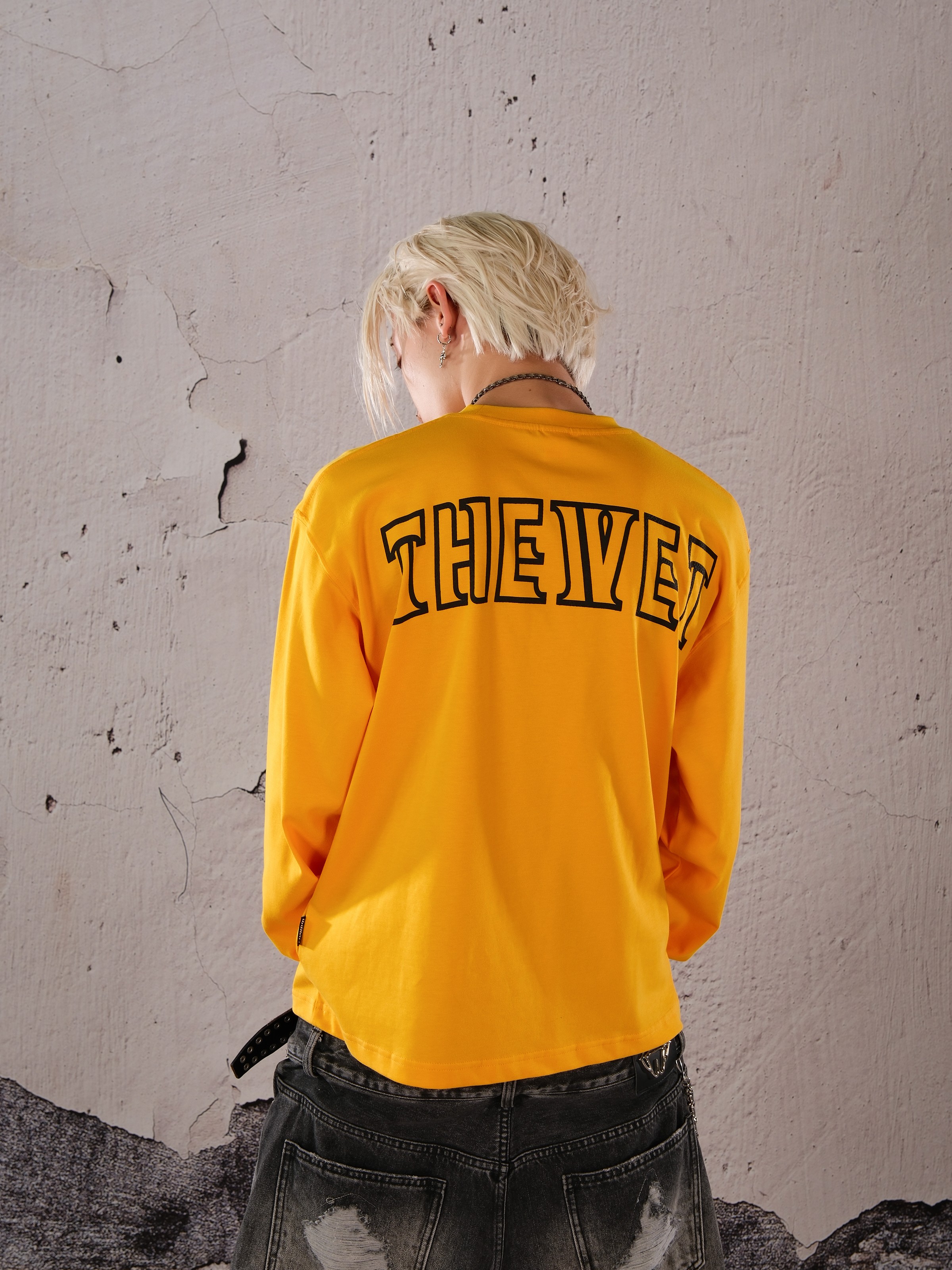 LILWET  分舌LOGO基础长袖打底T恤 日常休闲宽松男女百搭情侣 tee