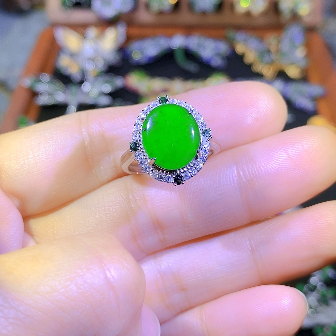 吊坠(不含链)银S925镶嵌翡翠