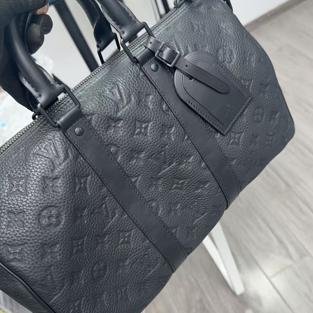95新 LouisVuitton/路易威登 全皮压花 keepall35 尺寸 4556
