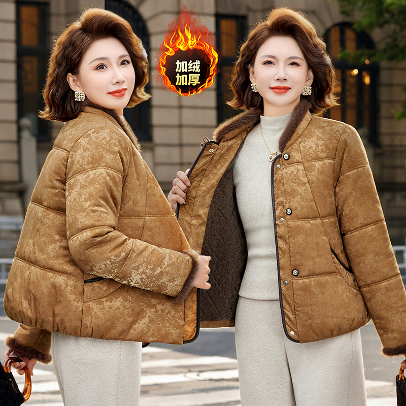 2025冬季新款妈妈装棉衣外套加厚保暖时尚中老年女装棉服立领宽松